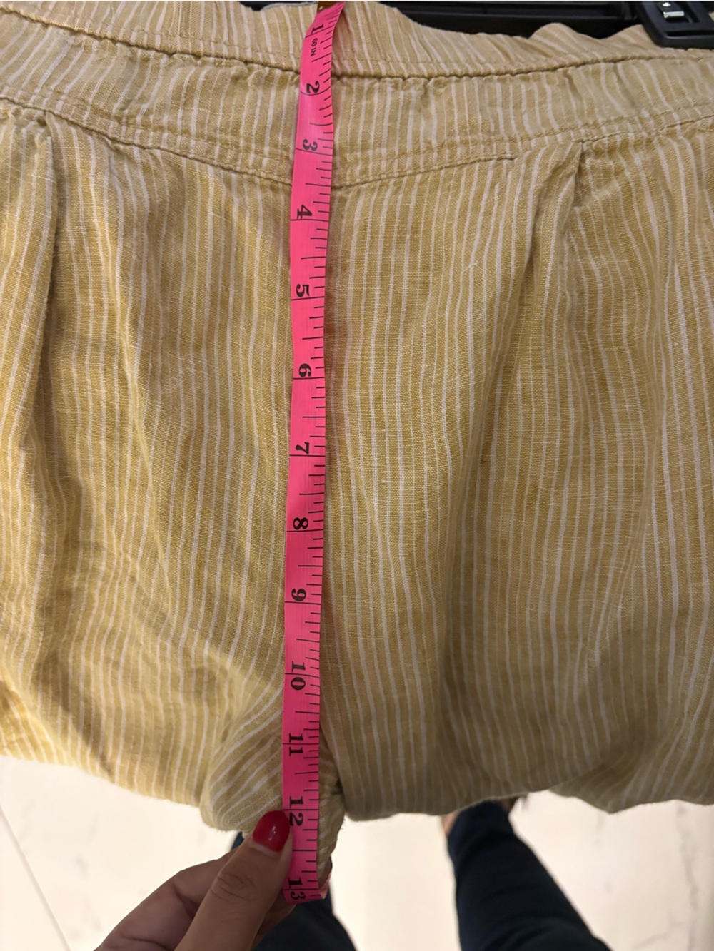 Anthropologie Linen Lace Pants XS Mustard Yellow Striped Relaxed Pull On - Picture 9 of 10